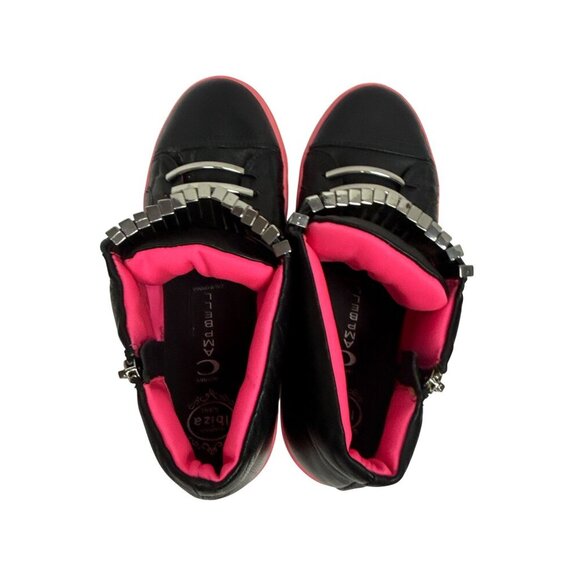 Jeffrey Campbell Ibiza Women's Sneaker Fashion  Pink Black Metal Zip Size 9.5 - Picture 7 of 10